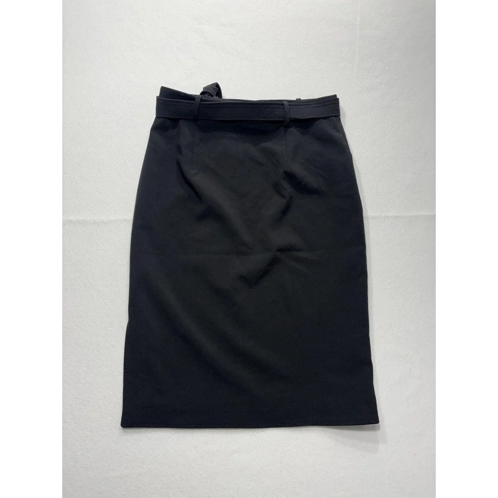 Banana Republic Skirt Womens 6 Black Belted Stretch Knee Length Pencil Work‎